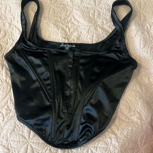 Black Satin Crop Top